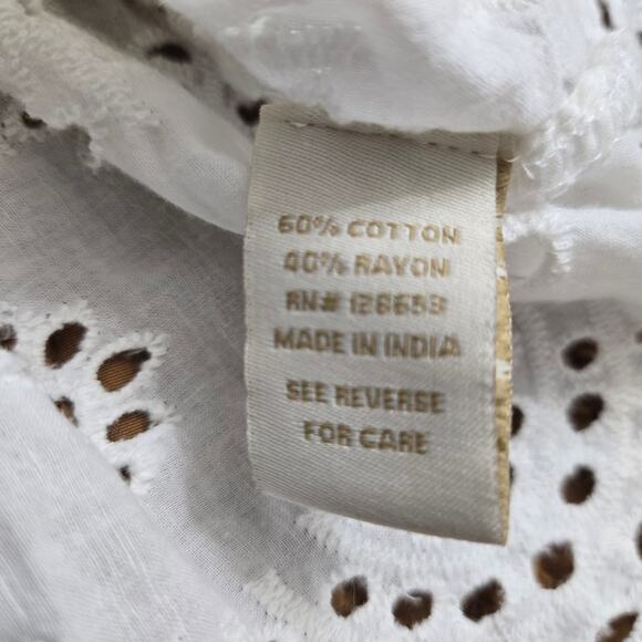 Cynthia Rowley Womens Cottagecore Boho Tie -strap Peplum White Eyelet Tank Top L - Picture 6 of 11